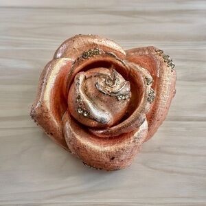 Vintage Rose Brooch - Peach and Copper Tone